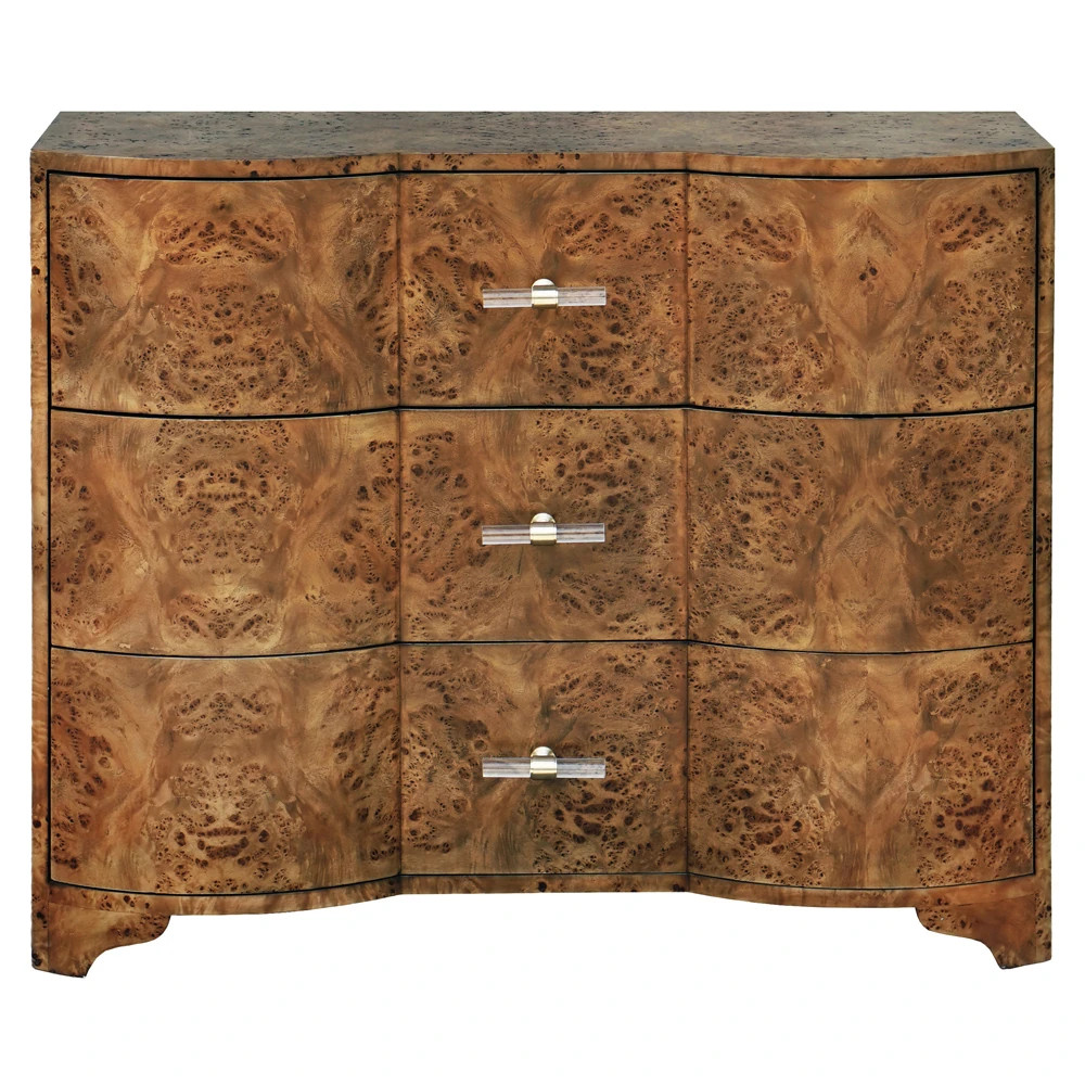 Worlds Away Plymouth Modern Classic Dark Brown Burl Wood Dresser | Kathy Kuo Home