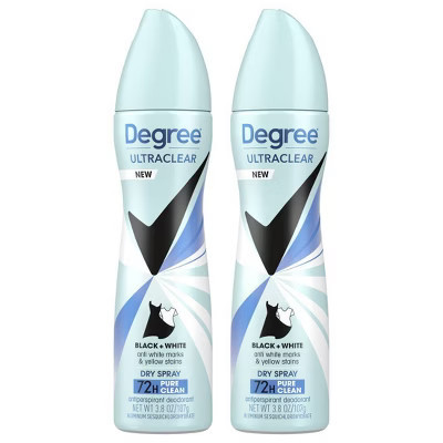 Degree Ultra Clear Black + White Pure Clean Antiperspirant & Deodorant Dry Spray - 3.8oz/2ct | Target