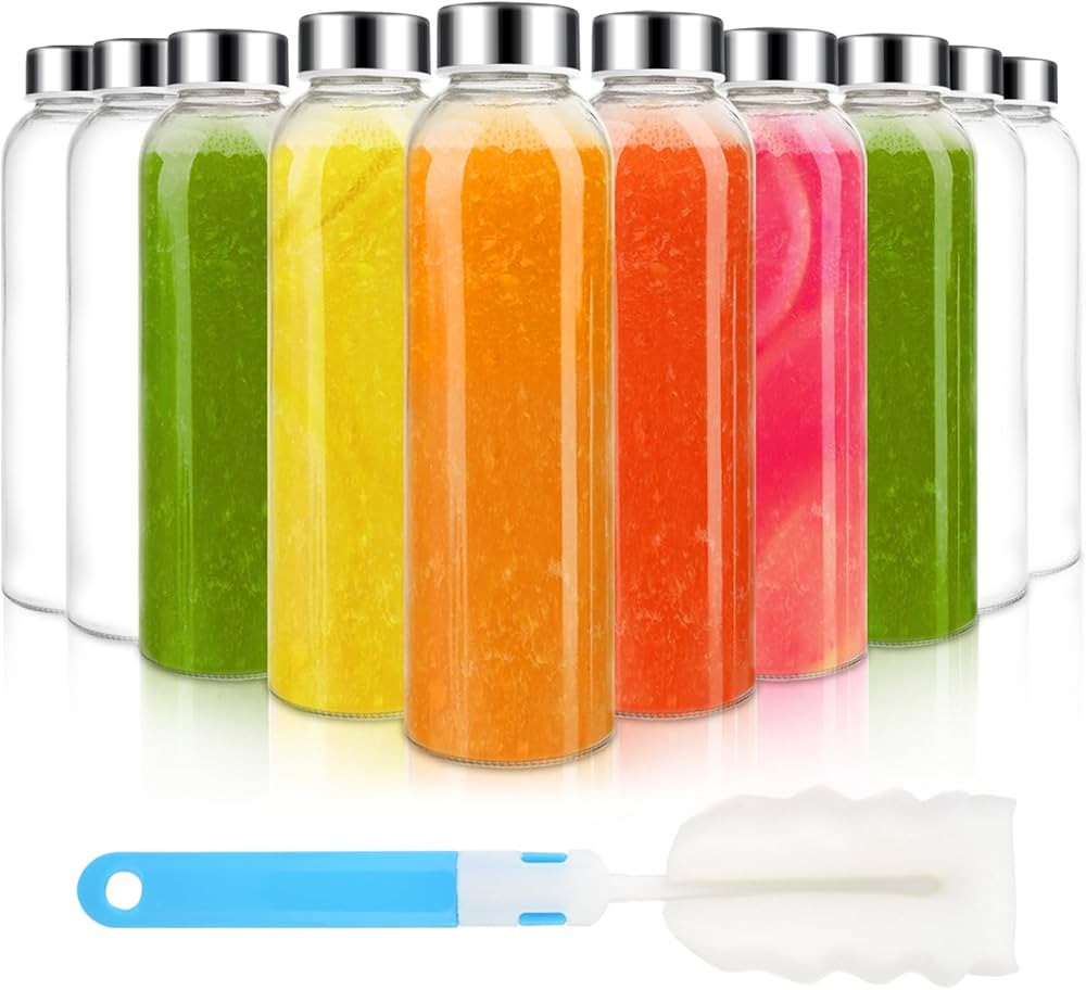 Sursip 18 oz Glass Water Bottles with Lids, Juice Bottles, Clear glass juice bottle for juicing, ... | Amazon (US)