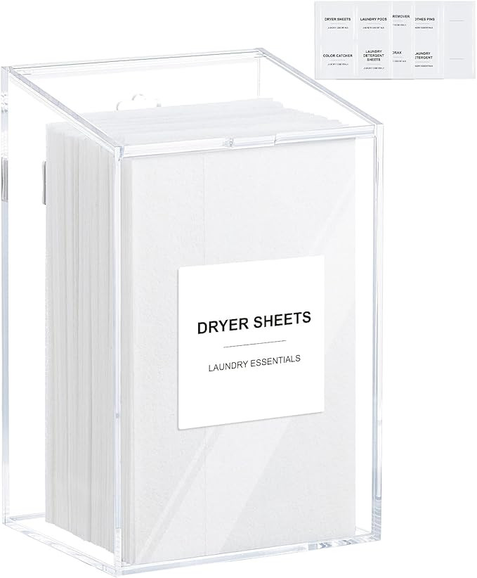 Simetufy Magnetic Dryer Sheet Holder, Dryer Sheet Container with Various Laundry Labels, Dryer Sh... | Amazon (US)