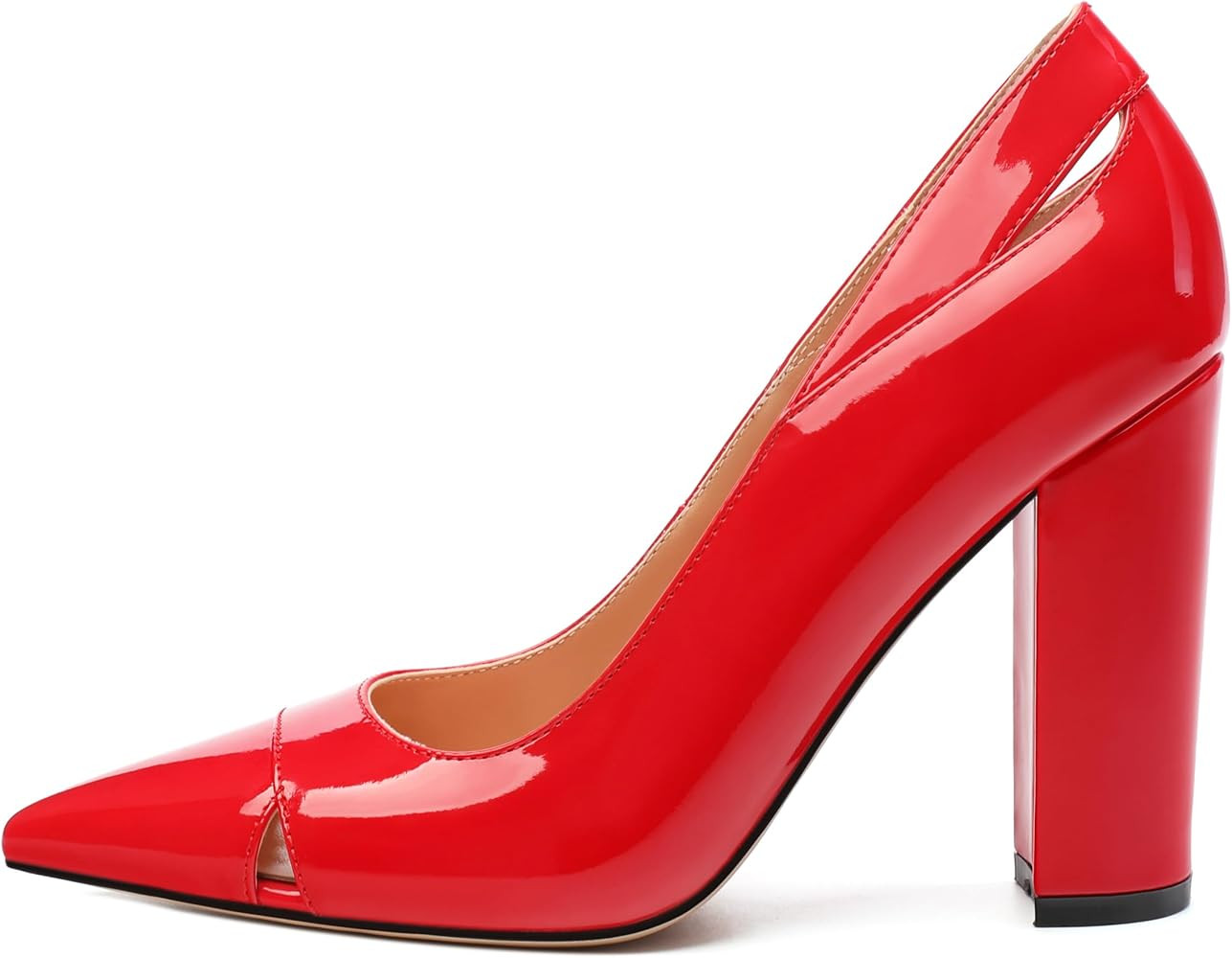 Women's Pumps, Pointed Toe High Heels Shoes for Women, Fashion Classic Pointed Toe High Chunky He... | Amazon (US)