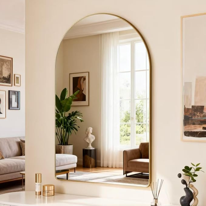 Arched Bathroom Mirror 30"x40",Gold,Tempered Glass | arch bathroom mirror wall mounted vanity tem... | Amazon (US)
