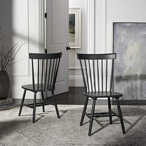 Safavieh American Homes Collection Parker Country Farmhouse Charcoal Grey Spindle Side Chair (Set... | Amazon (US)
