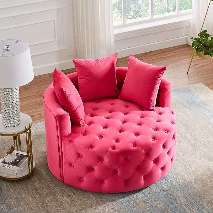 Dolonm Swivel Accent Barrel Chair Modern Sofa Lounge Club Round Chair Velvet Fabric for Living Ro... | Amazon (US)