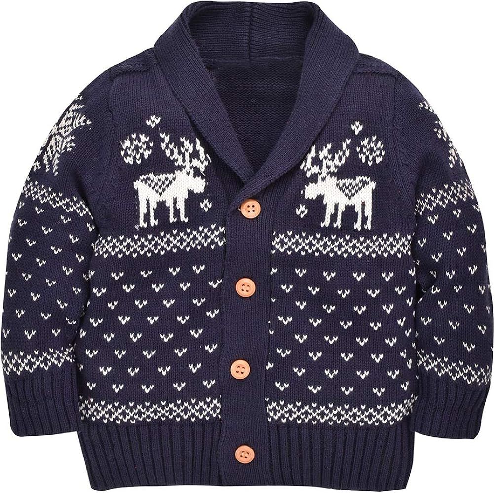SANMIO Toddler Baby Boys Girls Deer Christmas Cardigan Sweater Button-up Cotton Coat | Amazon (US)
