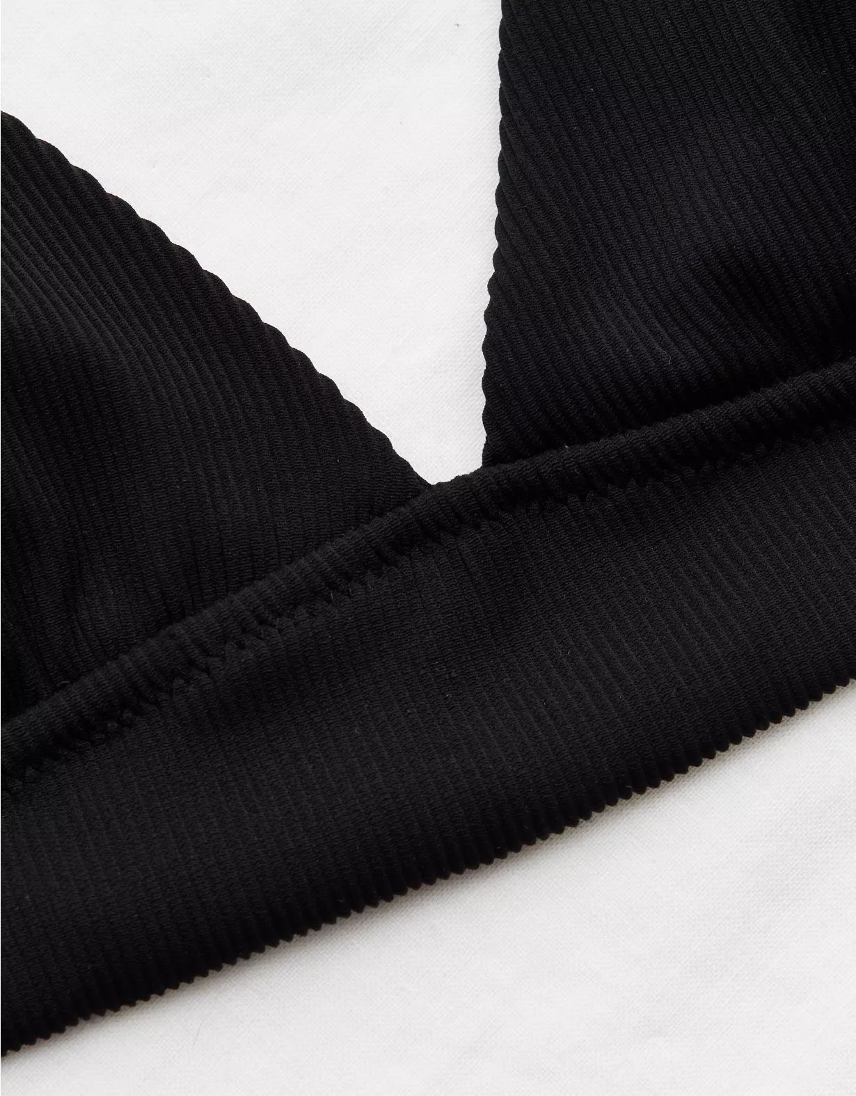 Aerie Ribbed Tie Longline Triangle Bikini Top | Aerie