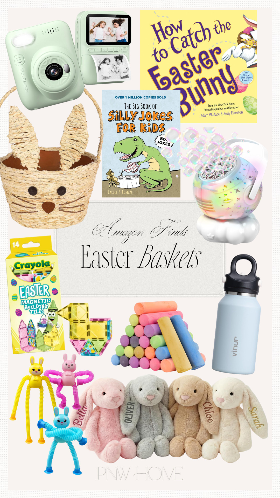 Amazon finds for the kids' Easter baskets!

Easter goodie, kids toys, kids books, Easter books, sidewalk chalk, stuffed bunnies, stuffed animals, fidget toys, kids water bottle, mini magna tiles, mini magnetic tiles, kids camera, joke book, bubble machine, kids activities, outdoor activities, outdoor toys 

 #LTKmomlife #LTKSeasonal #LTKKids