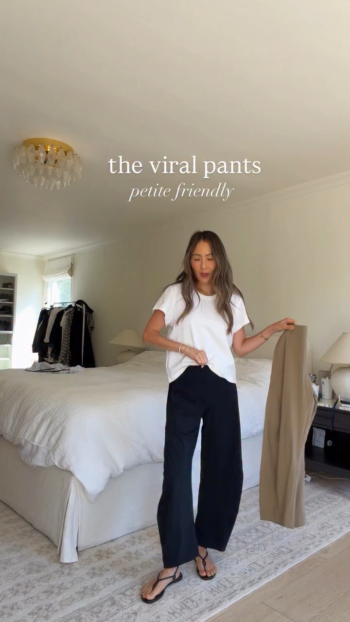 pants size 4P (i sized up) 
tee size medium
sweater size medium
