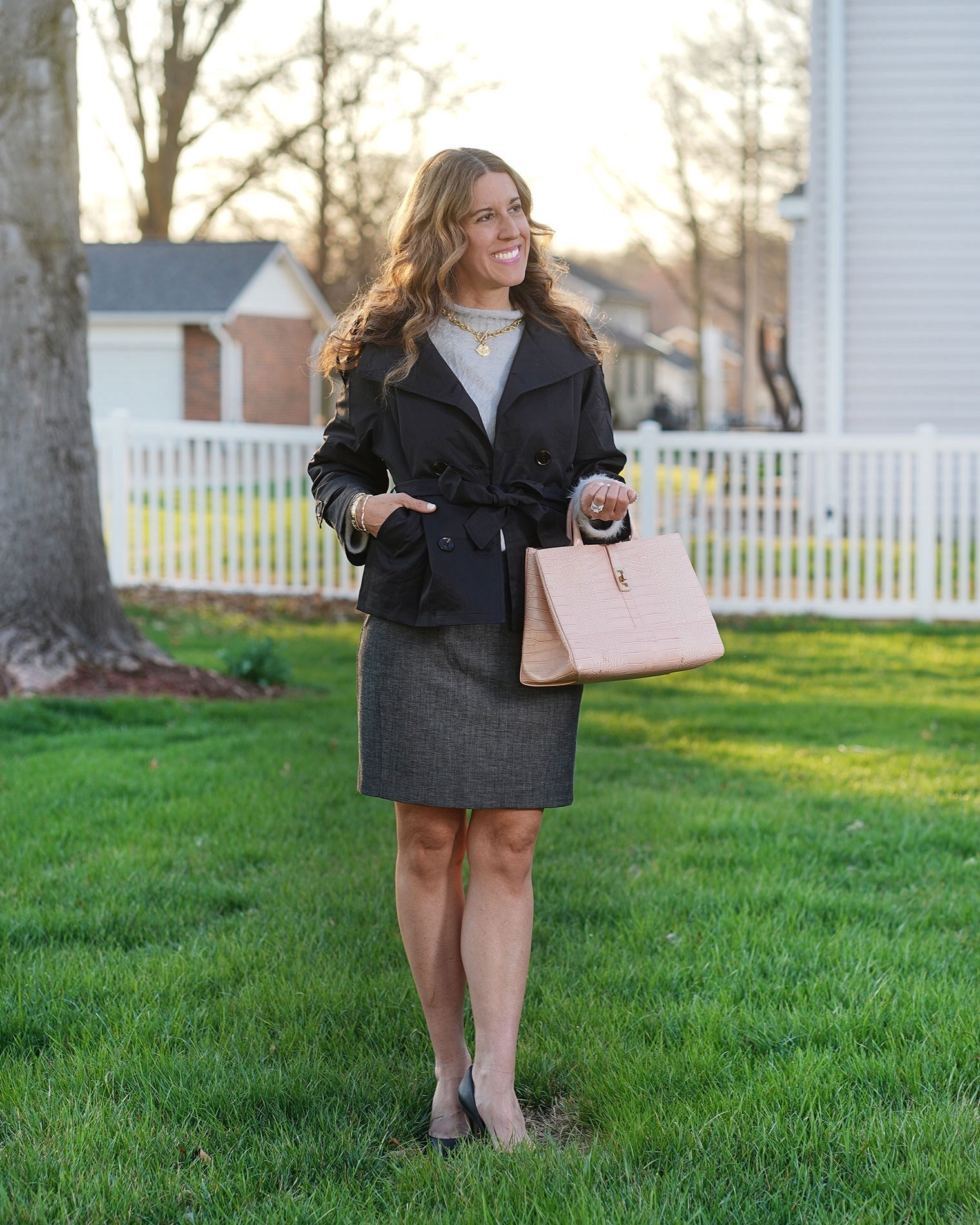 Spring Layers: Styling a Cropped Trench Coat with a Cozy Sweater