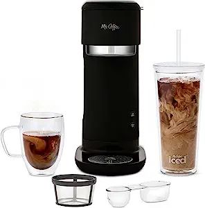 Mr. Coffee Iced and Hot Coffee Maker, Single Serve Machine with 22-Ounce Tumbler and Reusable Cof... | Amazon (US)