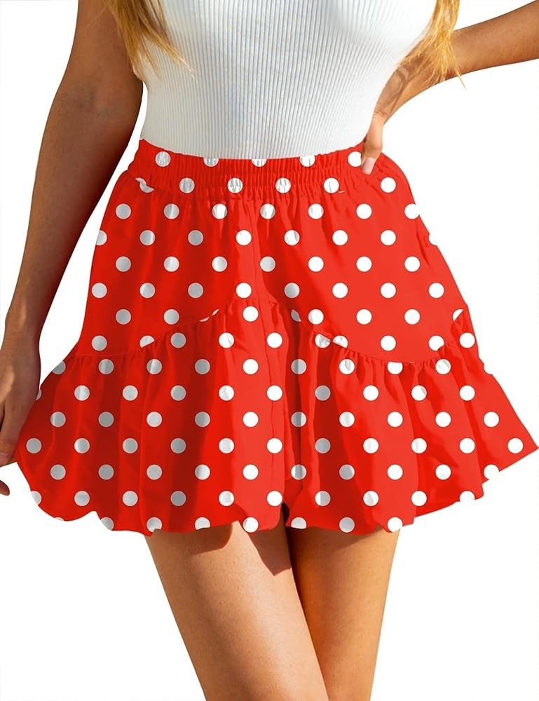 Rapbin Women Y2k Bubble Skirt Summer Pleated Puffy Short Skirt Ruffle Hem A Line Flared Balloon S... | Amazon (US)