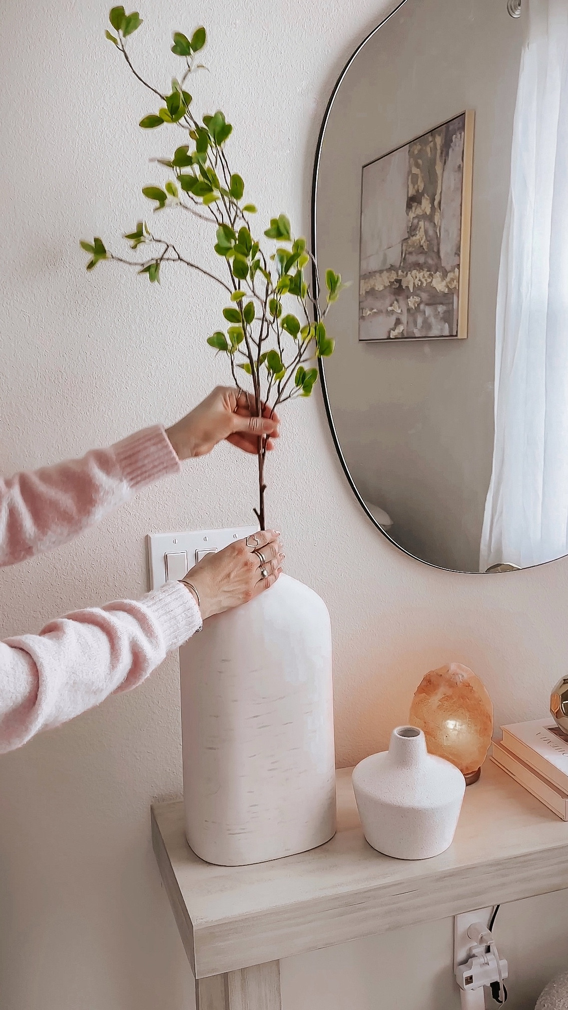 Styling my console table with a minimalist touch.

#LTKHome #LTKWatchNow #LTKSaleAlert