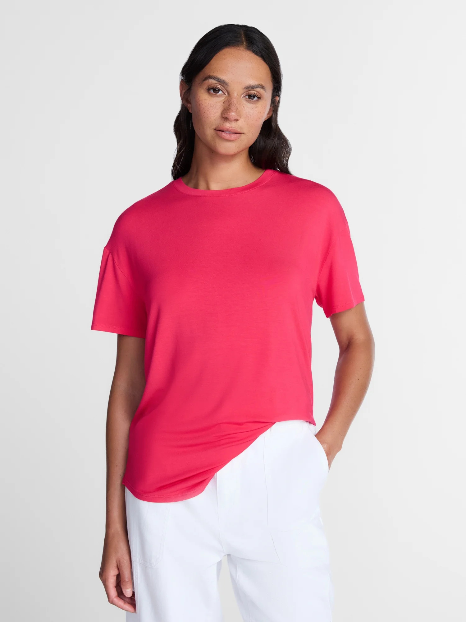 Time and Tru Women's Tunic Tee with Short Sleeves, Sizes XS-XXXL | Walmart (US)