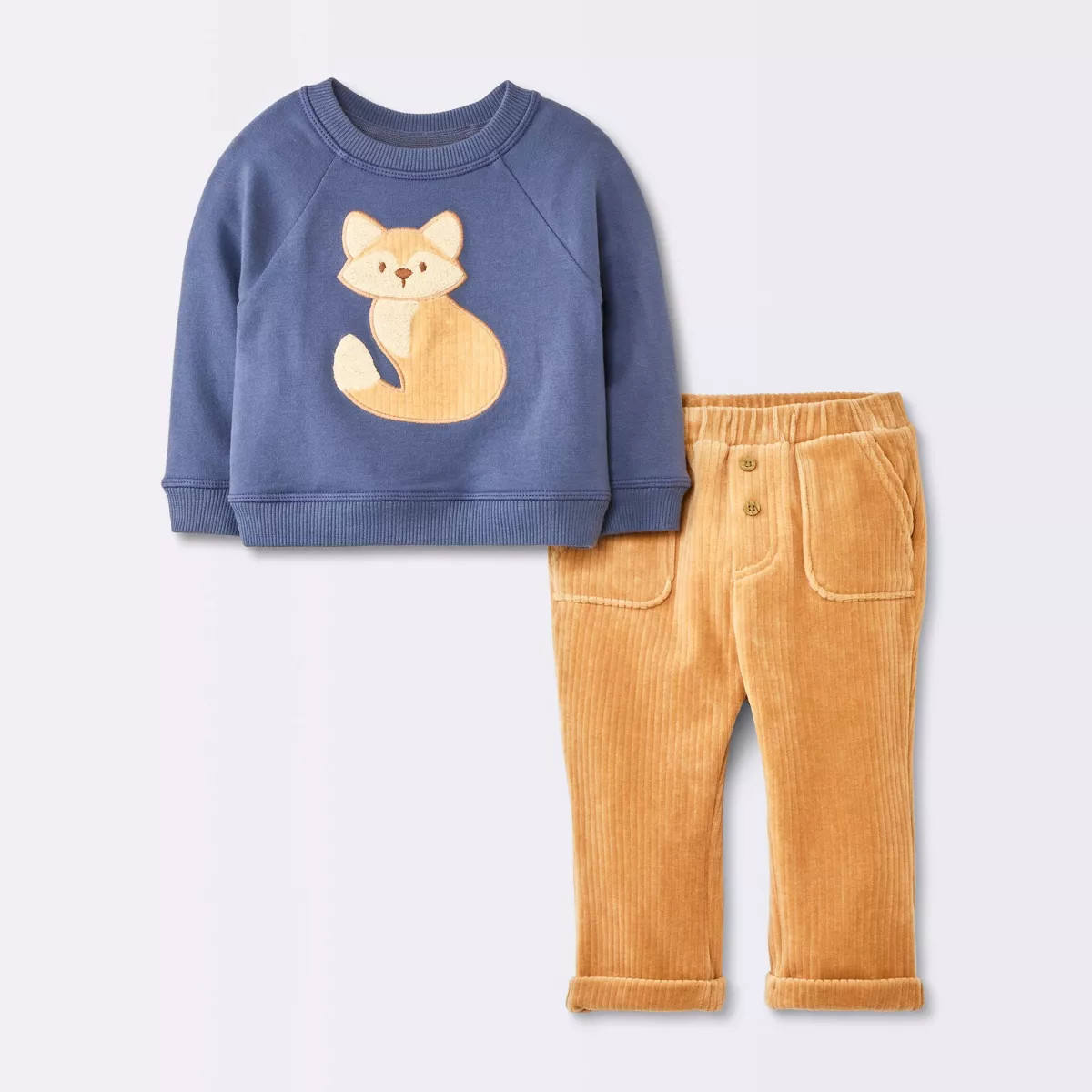 Baby Boys' 2pc Fox Sweatshirt & Corduroy Pants Set - Cloud Island™ Navy Blue | Target