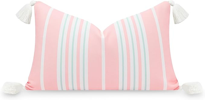 Hofdeco Premium Coastal Patio Indoor Outdoor Lumbar Pillow Cover Only, 12"x20" Water Repellent fo... | Amazon (US)