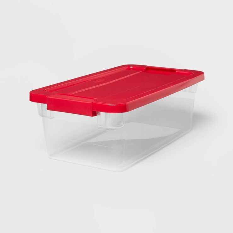6qt Clear Latching Storage Box with Red Lid - Brightroom™ | Target