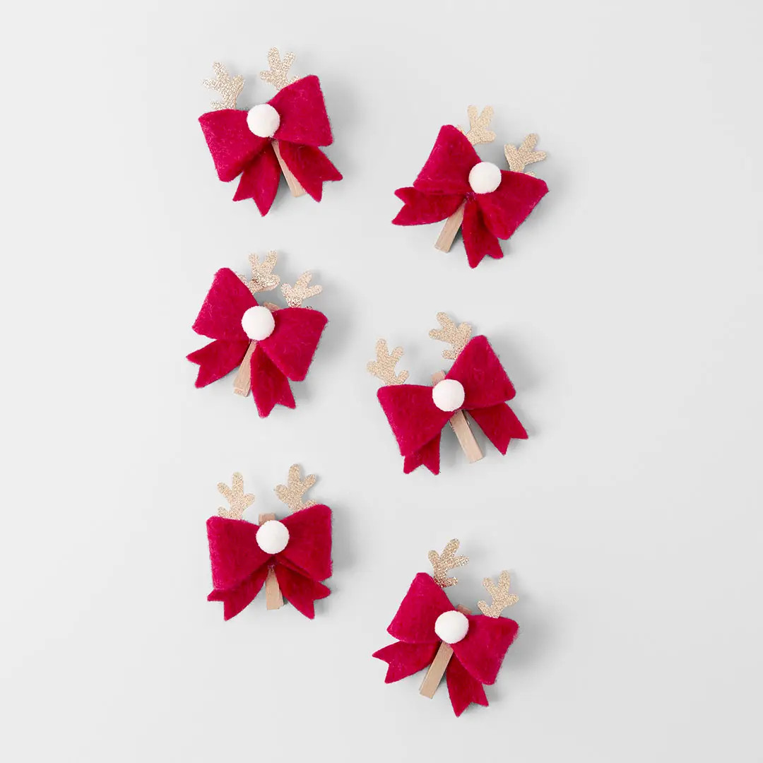 Felt Bow Clips with Antlers Set Of 6 | Bed Bath N' Table