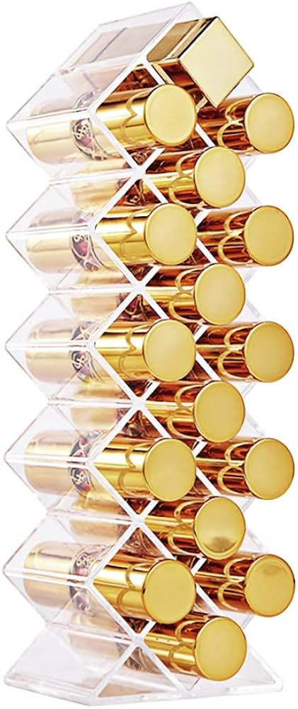 YIEZI Lipstick Holder Organizer 16 Spaces Acrylic Stackable Fish Shape Lipstick Tower, Lip Gloss ... | Amazon (US)
