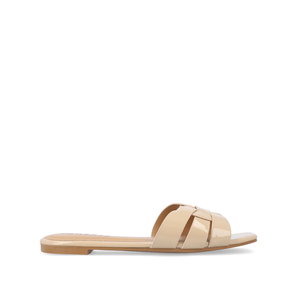 ARRINA SLIDE SANDALS IN BASIC PATENT | Journee Collection