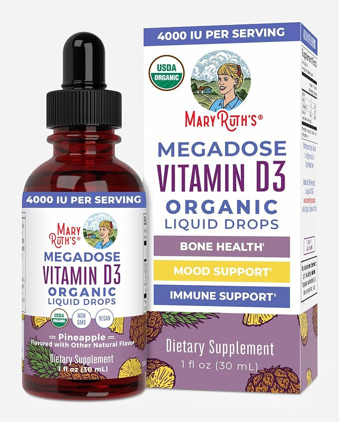 MARYRUTH'S Megadose Vitamin D3 Drops, Vitamin D 4000 IU, Vegan, 30 Servings | Amazon (US)
