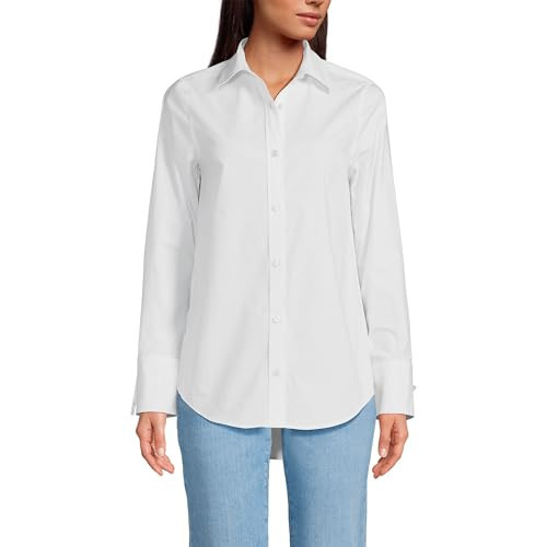 Lands' End Women's Poplin Tie Sleeve Shirt Large White | Amazon (US)