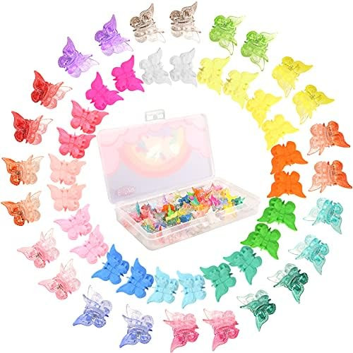 Butterfly Hair Clips for Girls Women, Funtopia 72 Pcs Small Hair Claw Clips with Box Package, Mini C | Amazon (US)