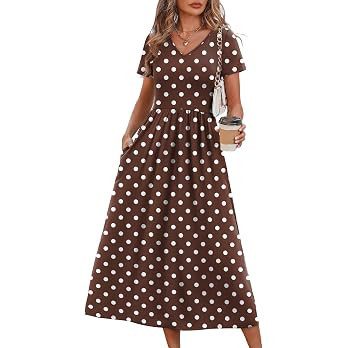 OFEEFAN Summer Dresses for Women Flowy Casual A-Line Midi Dress Beach Vacation Sundresses with Po... | Amazon (US)