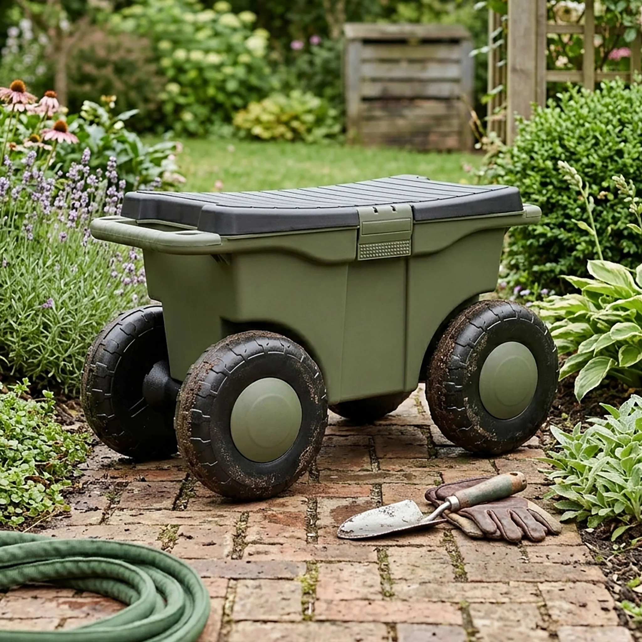 Rolling Garden Cart & Seat | Garrett Wade