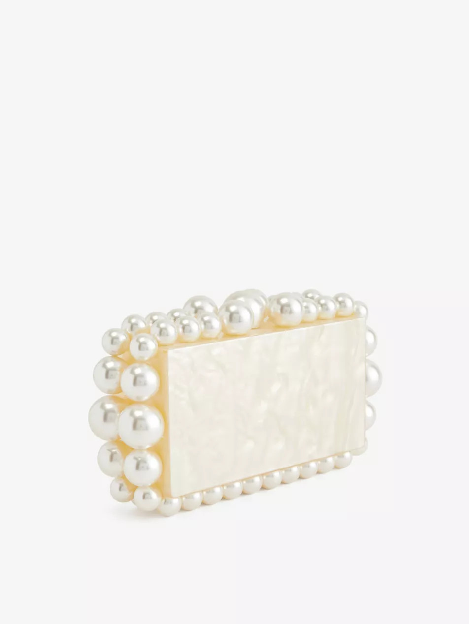 Eos faux-pearl and acrylic clutch bag | Selfridges