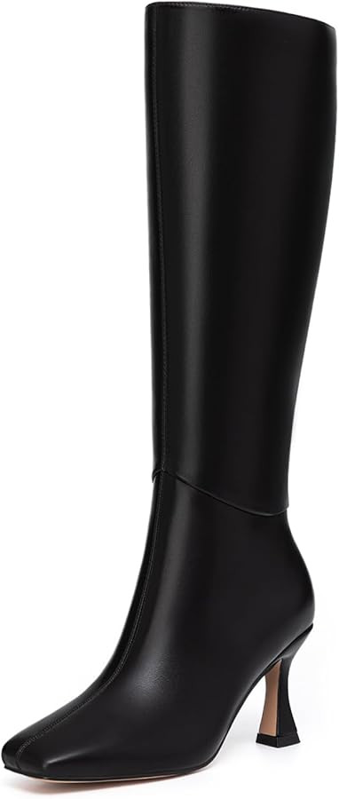 Athlefit Women's Kitten Heel Knee High Boots Square Toe High Heel Sexy Tall Boots with Side Zippe... | Amazon (US)