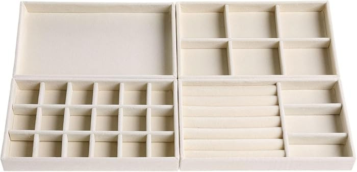 Velvet Jewelry Organizer for Drawer, Stackable Jewelry Storage Trays in Dresser, Small Drawer Ins... | Amazon (US)