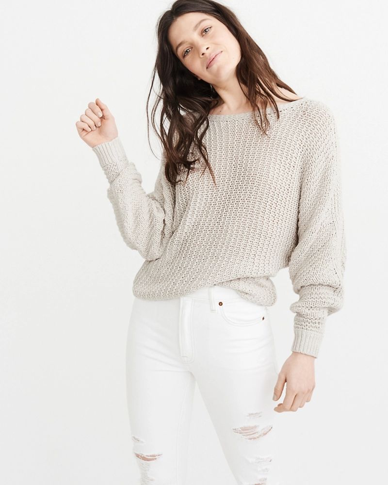 Textured Open Neck Sweater | Abercrombie & Fitch US & UK