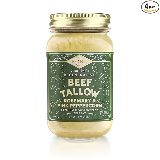 FOND Regenerative Grass-fed Beef Tallow (14 Ounce (Pack of 1), Rosemary & Pink Peppercorn) | Amazon (US)