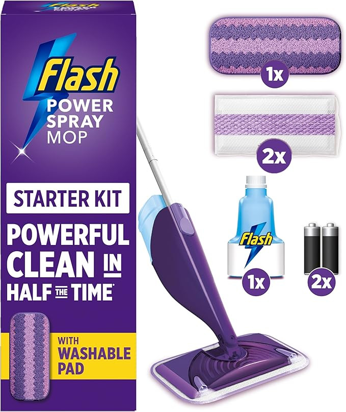 Flash Powermop Floor Cleaner Starter Kit, Spray Mop, Dry Wet Mop, All-In-One Mopping System, Powe... | Amazon (UK)
