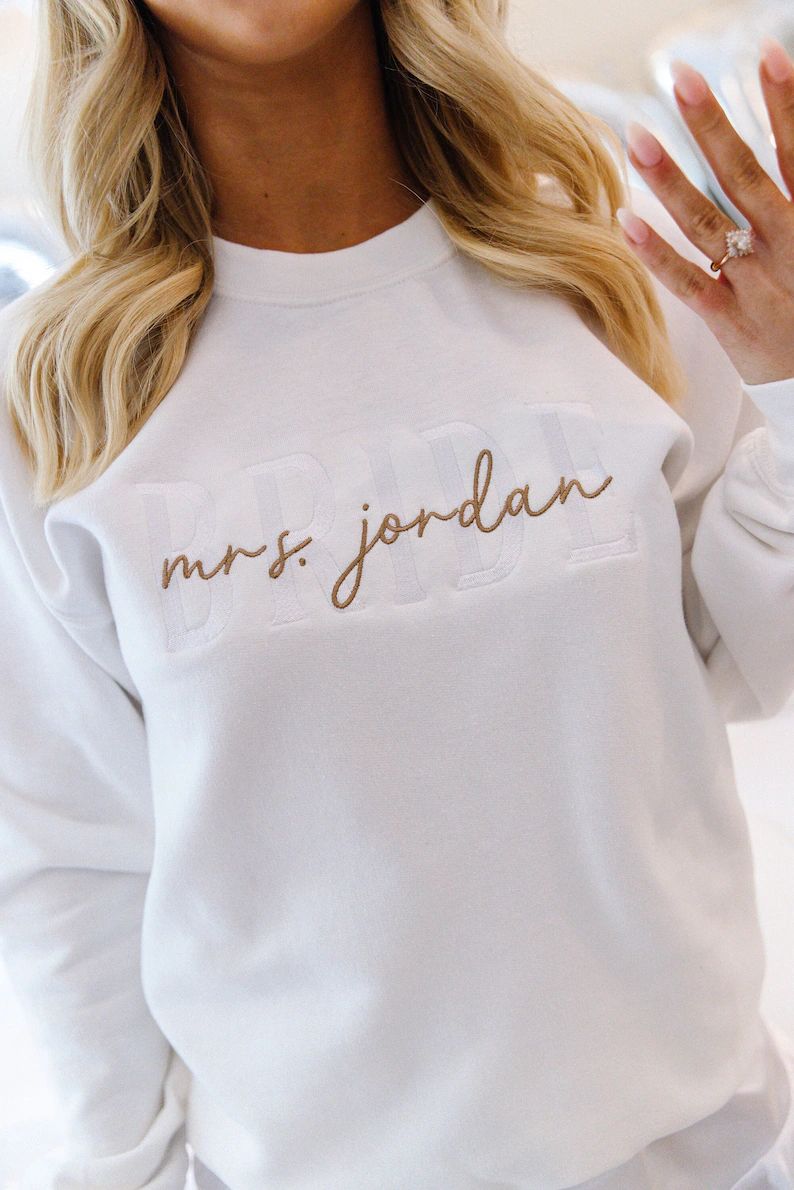 Custom Wifey / Bride Embroidered Sweatshirt With Last Name - Etsy | Etsy (US)