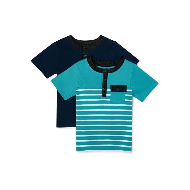 Wonder Nation - Wonder Nation Baby Boy & Toddler Boy Solid & Striped Henley T-Shirts, 2-Pack (12M... | Walmart (US)