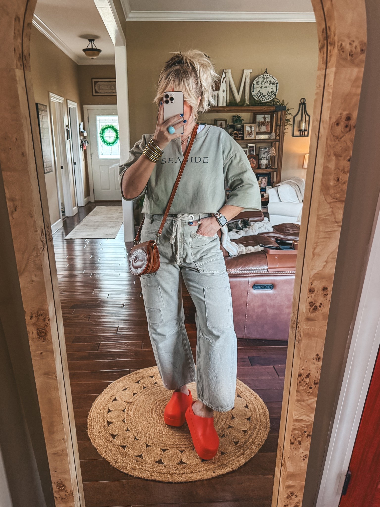 Sweatshirt L
Tank M
Jeans sized down one 
Crocs size down one 

#LTKgrwm #LTKootd #LTKOver40