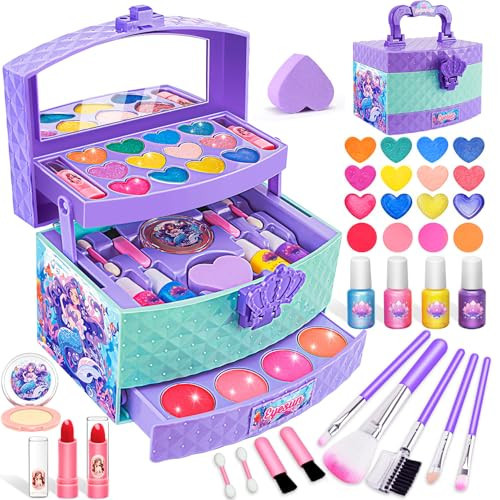 Toys for Girls,Real Kids-Makeup-Kit-for-Girl,Washable Pretend Toddler-Girl-Toys Makeup for Kid,Toys for 3 4 5 6 7 8 9 10 11 12 Year Old Girls,Princess-Dresses-for-Girls-Christmas-Brithday-Gifts | Amazon (US)