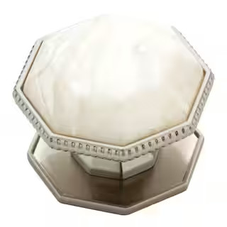Shell Insert 1-1/2 in. (38 mm) Cream and Satin Nickel Cabinet Knob | The Home Depot