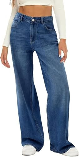 HDLTE Women Wide Leg Jeans High Waist Baggy Jeans Loose Boyfriend Jean Denim Pants Y2K | Amazon (US)