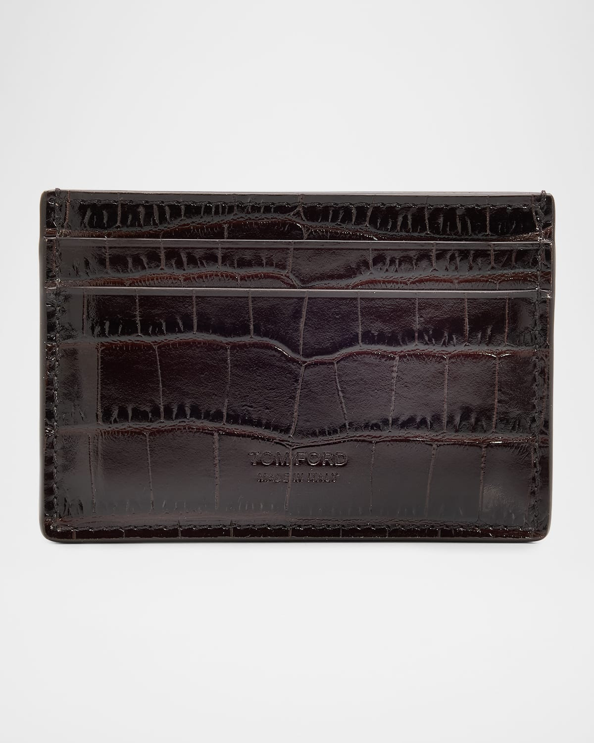 Men's Exotic Line Croc-Embossed Leather Card Case | Neiman Marcus