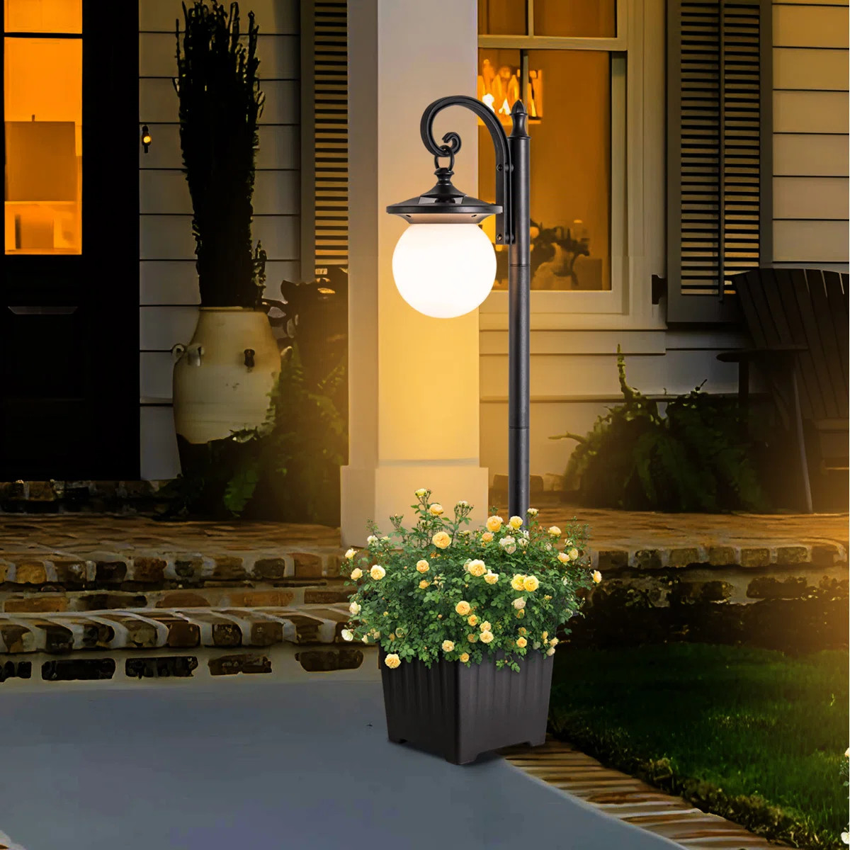 Solar Outdoor Post Light With Planter | Wayfair North America
