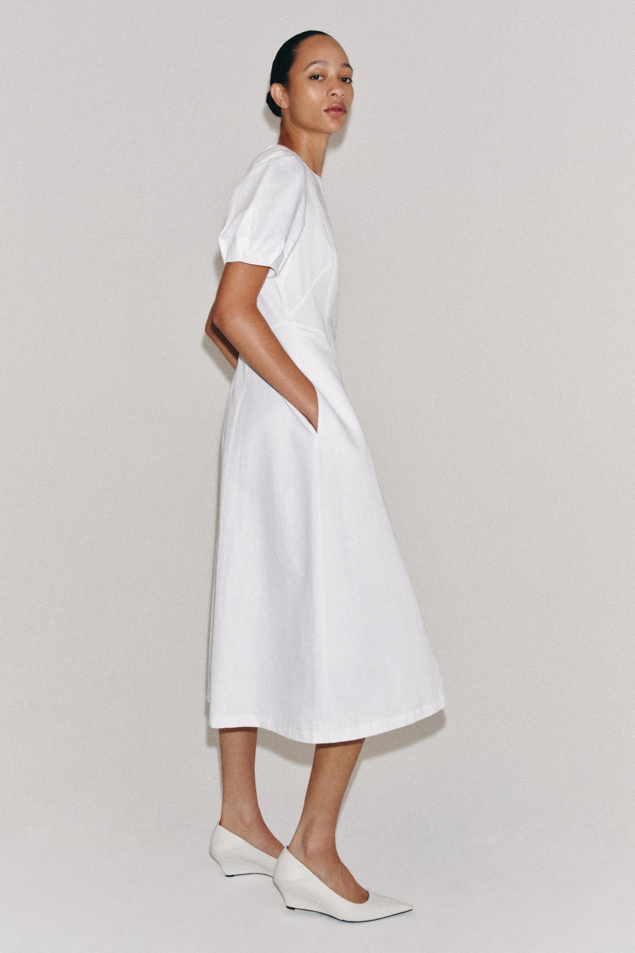 ZW COLLECTION LINEN BLEND MIDI DRESS | Zara US