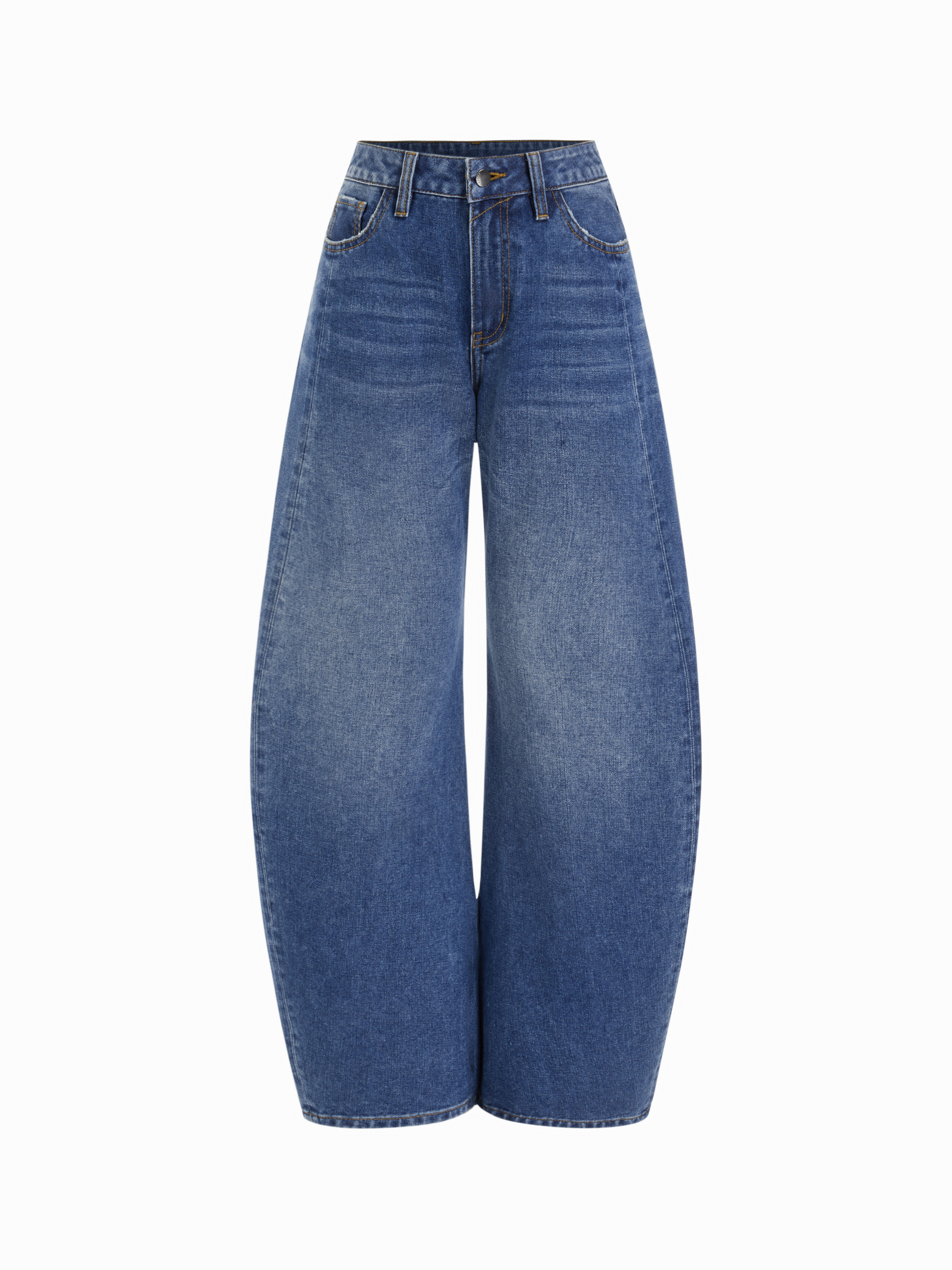 Denim Low Rise Solid Pocket Barrel-leg Jeans | Cider