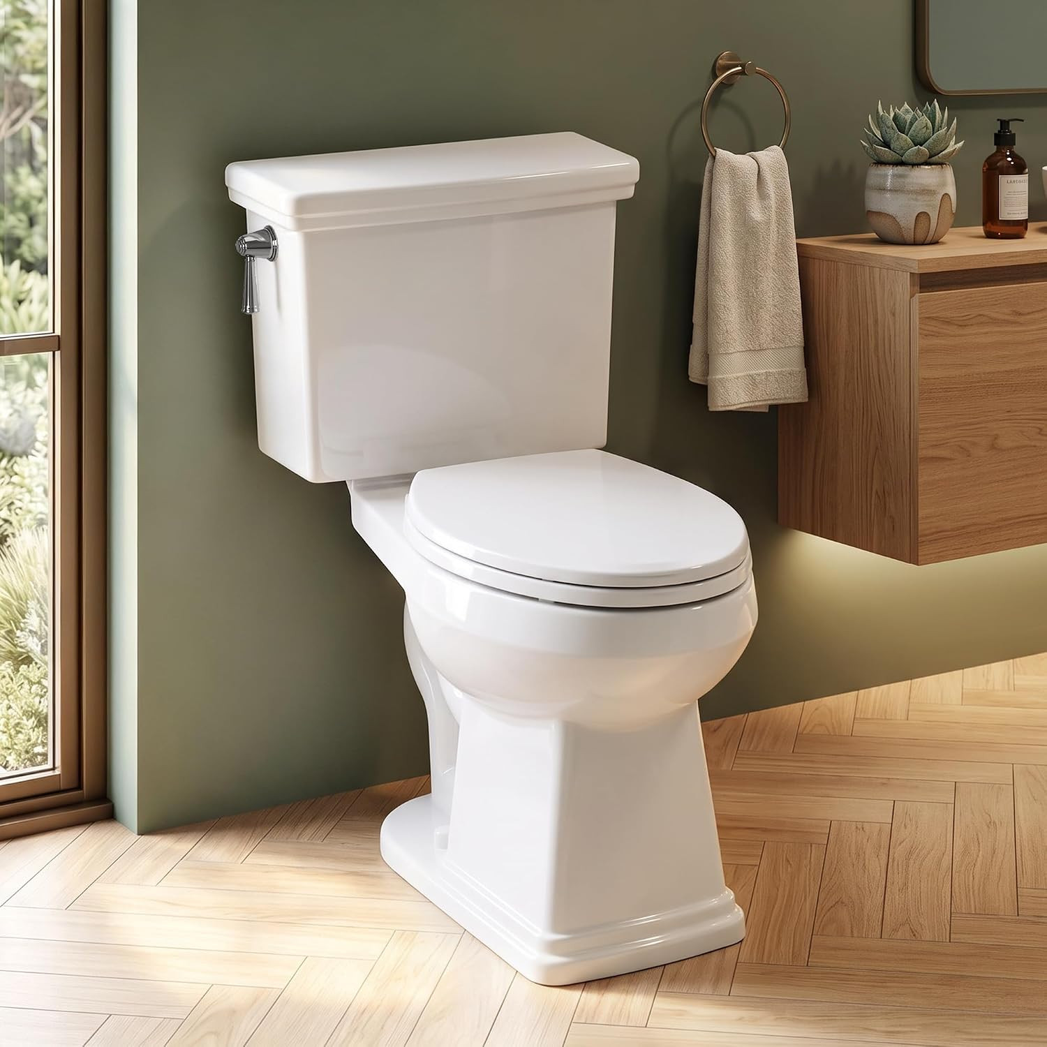 17.3” Elongated Toilet with Soft Close Seat, Two piece Toilets for Bathroom | Amazon (US)