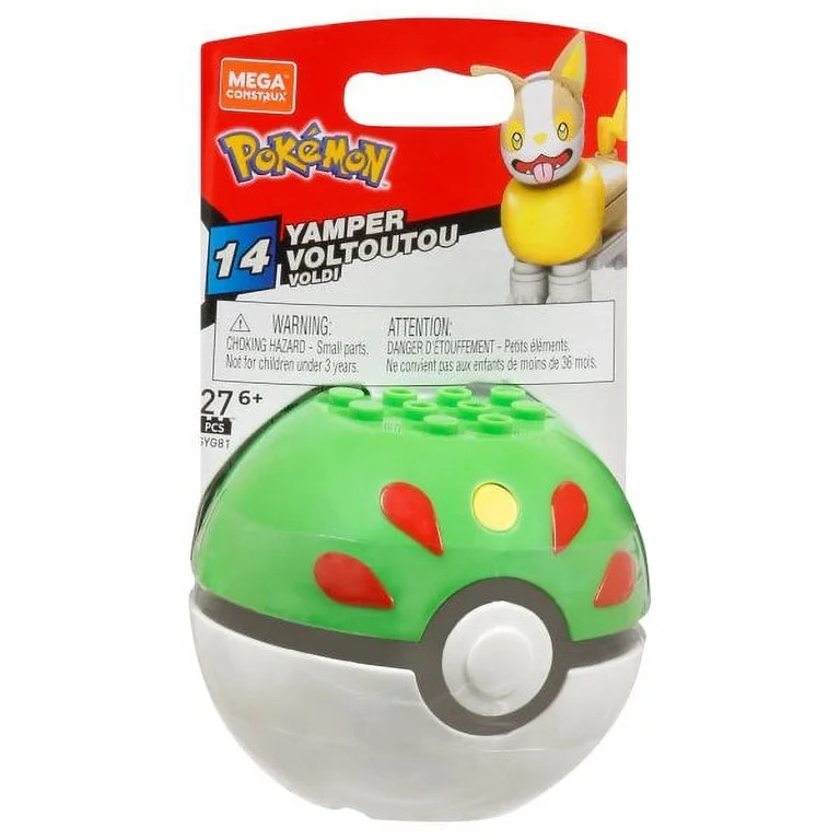 Mega Construx Pokemon Yamper Poke Ball Interlocking Block Building Set, 27 Count | Walmart (US)