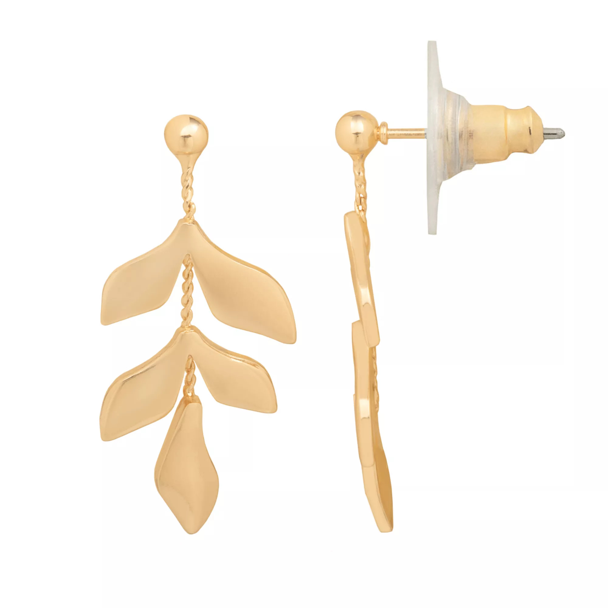 LC Lauren Conrad Gold-Tone Metal Leaf Drop Earrings | Kohl's