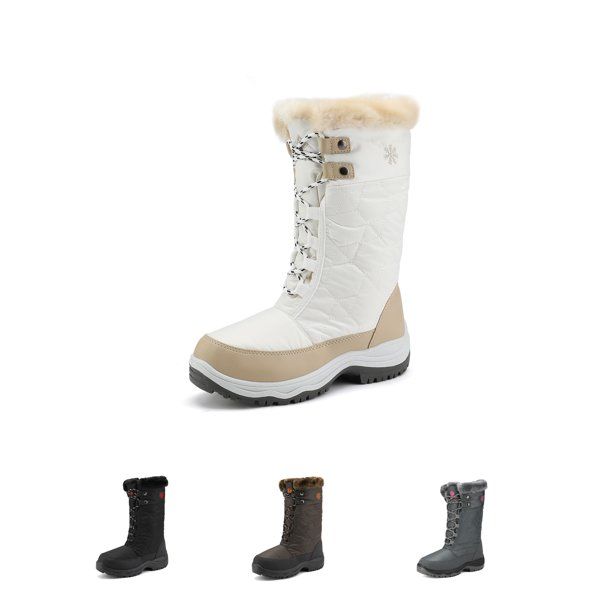 Dream Pairs Women Zip Waterproof Faux Fur Lined Mid Calf Winter Outdoor Warm Snow Boots Goose Bei... | Walmart (US)