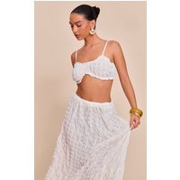 Cream Textured Shirred Bralette | PrettyLittleThing US