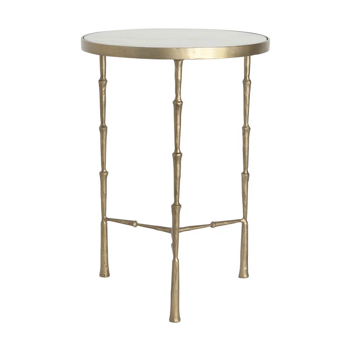 Global Views Spike Accent Table-Antique Brass w/White Marble | Perigold | Perigold